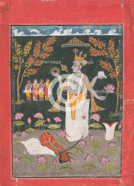 Matsya Avatar of Vishnu: The Slaying of Sankh asura, 1730-1740. Creator: Unknown.