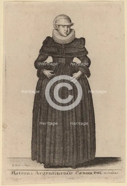Matrona Argentinensis Caenam Dni Accedens e des Nymphs). Creator: Wenceslaus Hollar.