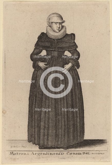 Matrona Argentinensis Caenam Dni Accedens e des Nymphs). Creator: Wenceslaus Hollar.