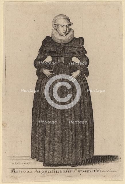 Matrona Argentinensis Caenam Dni Accedens e des Nymphs). Creator: Wenceslaus Hollar.