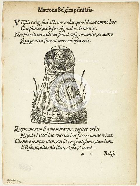 Matrona Belgica primaria (Belgian Matron of the First Rank) from Gynaeceum, sive...1937. Creators: Jost Ammon, Max Geisberg.