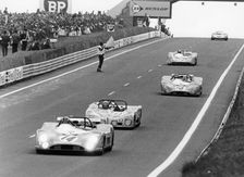 Matra-Simca 670 leading a Lola T280, Le Mans, France, 1972