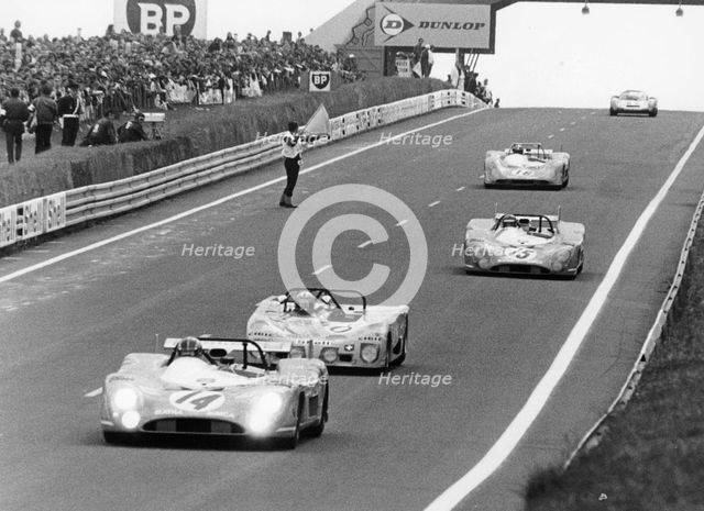 Matra-Simca 670 leading a Lola T280, Le Mans, France, 1972. Artist: Unknown