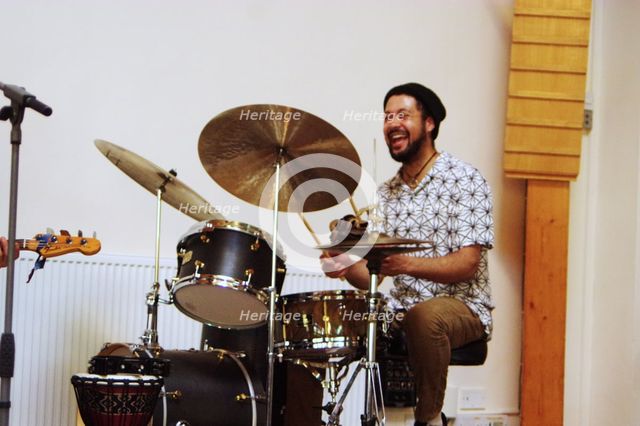 Matt Holmes, Basil Hodge Quintet Jazz Africa, Loughton Methodist Church, Essex, Apr 2023. Creator: Brian O'Connor.