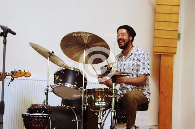 Matt Holmes, Basil Hodge Quintet Jazz Africa, Loughton Methodist Church, Essex, Apr 2023. Creator: Brian O'Connor.