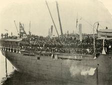 "Matteawan" Docking, Afternoon of June 9th Spanish-American War, 1898, (1899). Creator: Burr McIntosh