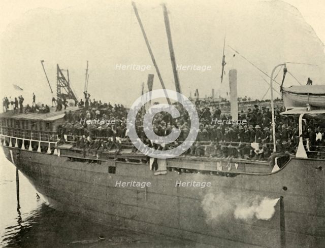 '"Matteawan" Docking, Afternoon of June 9th', Spanish-American War, 1898, (1899). Creator: Burr McIntosh.