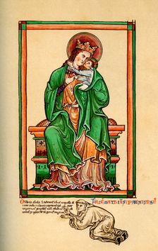 Matthew Paris at the feet of the Virgin and Child, 13th century, (1892)