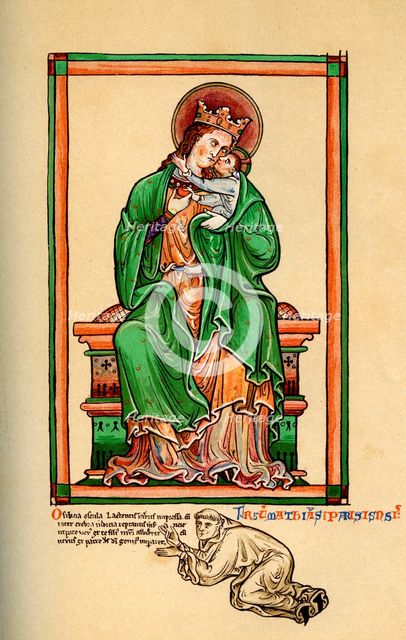 Matthew Paris at the feet of the Virgin and Child, 13th century, (1892). Artist: Unknown