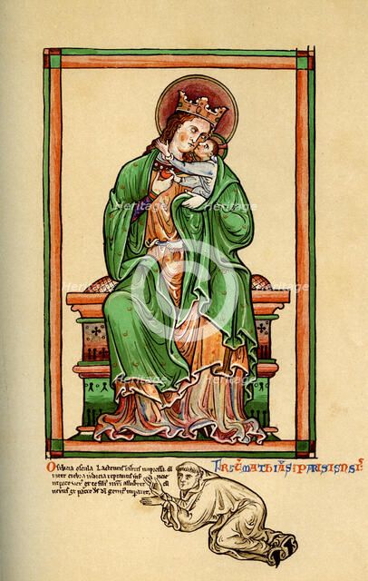 Matthew Paris at the feet of the Virgin and Child, 13th century, (1892). Artist: Unknown