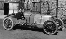 Matthew Park at the wheel of a Vauxhall 3 litre, 1922