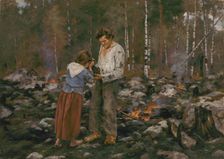 Matti Burning the Brushwood, 1893. Creator: August Fredrik Ahlstedt