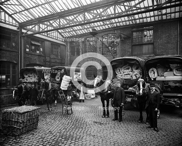 Mattress delivery vans, Heal & Son Ltd, 195-199 Tottenham Court Road, Camden, London, 1897. Artist: Bedford Lemere and Company.