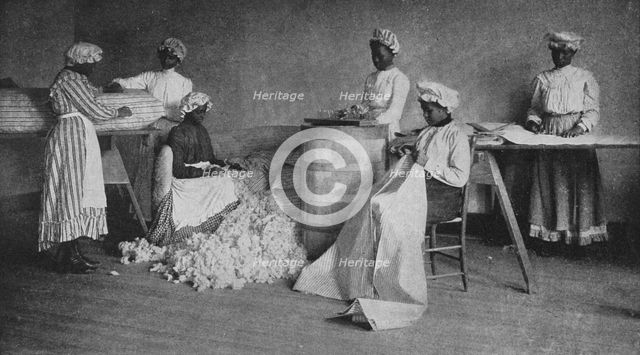 Mattress-making, 1904. Creator: Frances Benjamin Johnston.