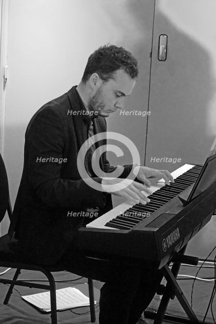 Matyas Gayer, Davison-Hemstock Quintet, Spike’s Place, Beckenham, Kent, 2024. Creator: Brian O'Connor.