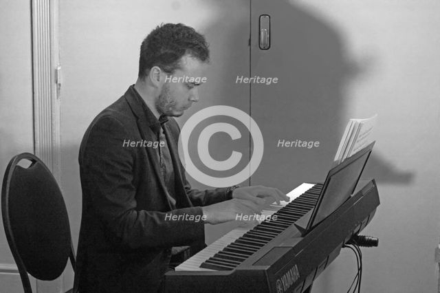 Matyas Gayer, Davison-Hemstock Quintet, Spike’s Place, Beckenham, Kent, 2024. Creator: Brian O'Connor.