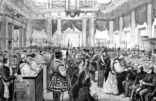 Maundy Thursday Royal Gifts at the Chapel Royal, Whitehall, 1890. Creator: Unknown