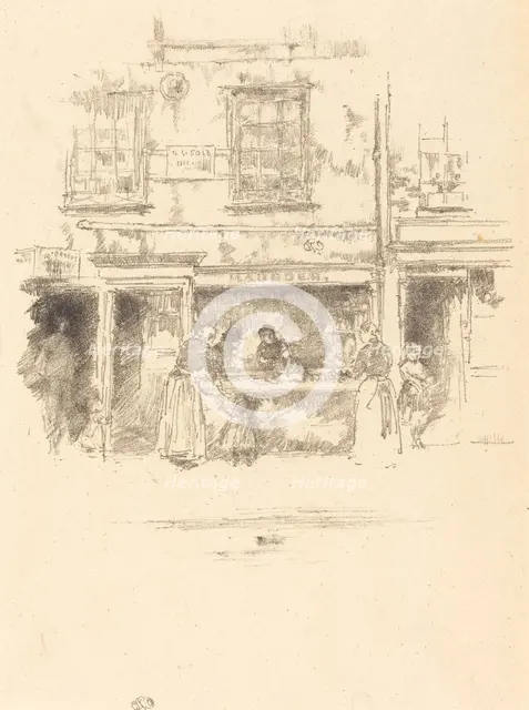 Maunder's Fish Shop, Chelsea, 1890. Creator: James Abbott McNeill Whistler.