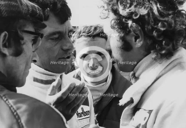 Mauro Forghieri, Alex Soler-Roig, Niki Lauda and Jocken Mass at Zandvoort, (1972?). Artist: Unknown