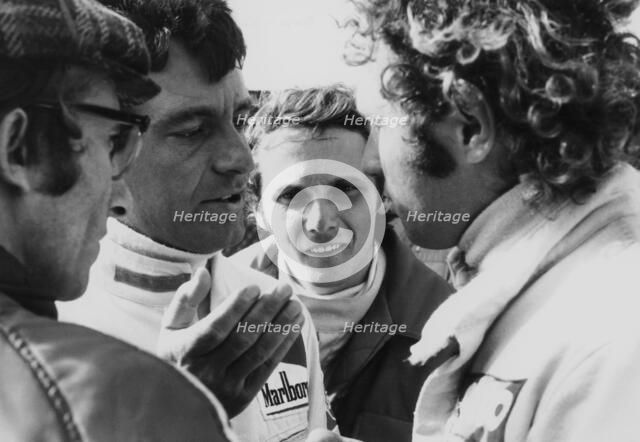 Mauro Forghieri, Alex Soler-Roig, Niki Lauda and Jocken Mass at Zandvoort, (1972?). Artist: Unknown