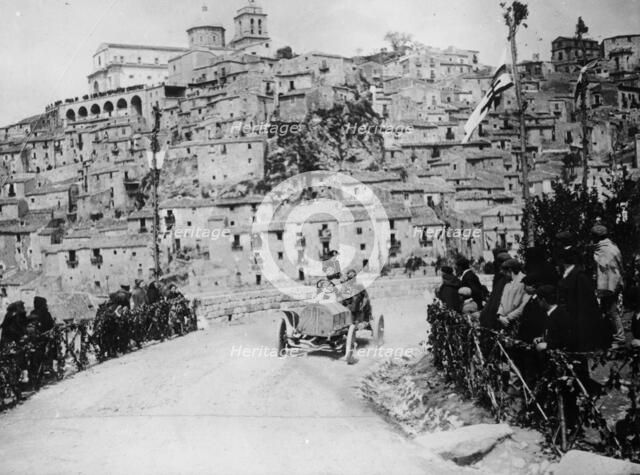 Maurice Fabry in an Itala, in the Targa Florio race, Sicily, 1907. Artist: Unknown