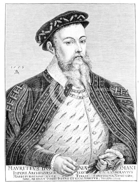  Maurice   of Sajonias (1521-1553), Duke and Elector of Saxony (1547-1553) engraving  copy of a P…