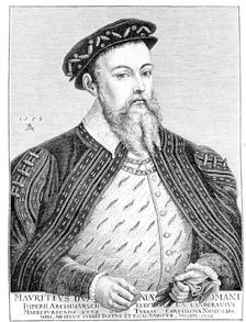 Maurice of Sajonias (1521-1553), Duke and Elector of Saxony (1547-1553) engraving copy of a P…