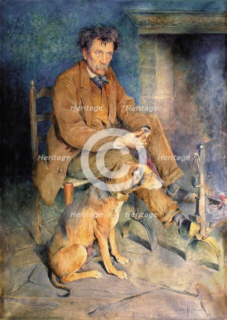 Maurice Rollinat (1846-1903) and His Dog Pluton, 1895. Creator: Österlind, Allan (1855-1938).