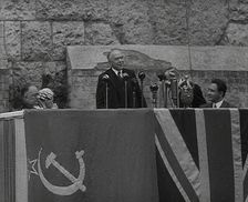Max Aitken, 1st Baron Beaverbrook Giving a Speech in Support of the USSR, Birmingham, 1942. Creator: British Pathe Ltd