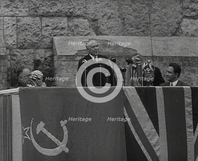 Max Aitken, 1st Baron Beaverbrook Giving a Speech in Support of the USSR, Birmingham, 1942. Creator: British Pathe Ltd.