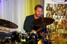 Max Popp, Georgia Cecile Quartet, Watermill Jazz Club, Dorking, Surrey, 7 October 2025. Creator: Brian O'Connor