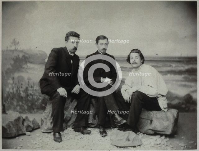 Maxim Gorky, Ivan Bunin and Nikolai Teleshov, 1900. Artist: Anonymous  