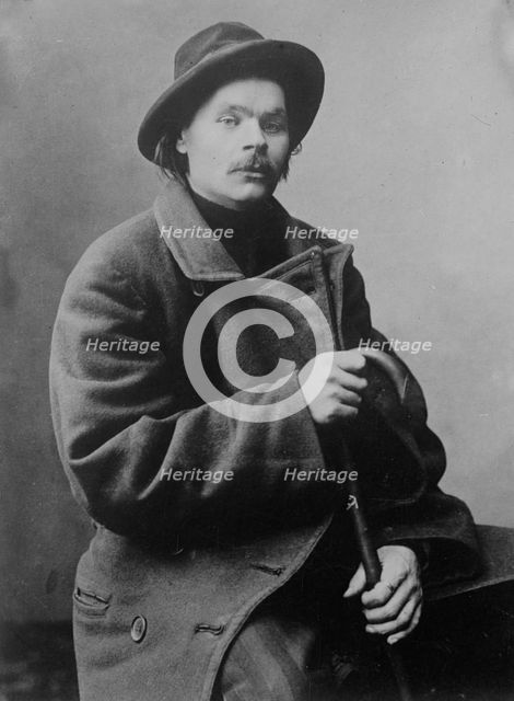 Maxim Gorky, seated with heavy coat on, 1910. Creator: Bain News Service.