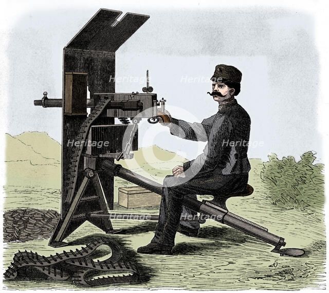 Maxim machine gun, c1895.   Artist: Anon.