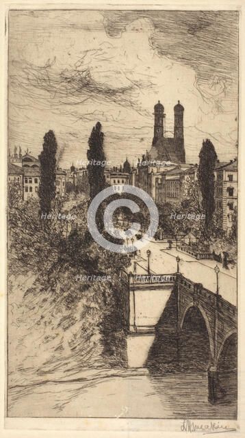 Maximiliam Street and Frauenkirche, Munich, Bavaria, about 1885. Creator: Lewis Henry Meakin.
