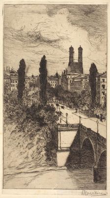 Maximiliam Street and Frauenkirche, Munich, Bavaria, about 1885. Creator: Lewis Henry Meakin
