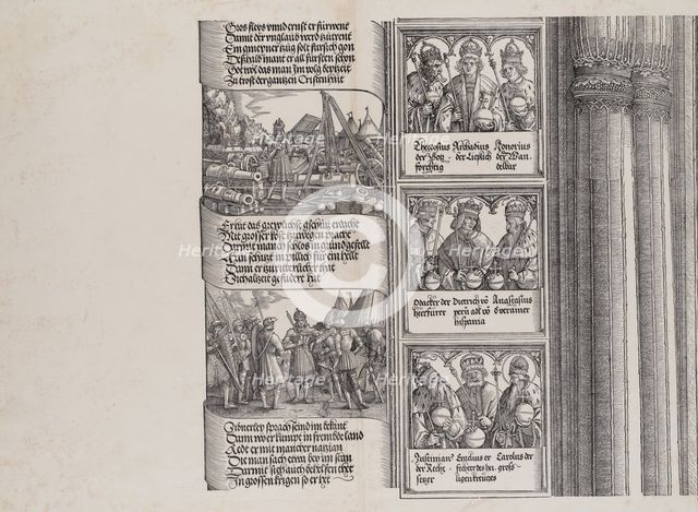 Maximilian as Commander-in-Chief; and Maximilian Conversing in Seven Languages; with Portr..., 1515. Creator: Albrecht Altdorfer.