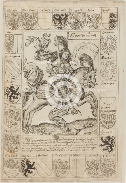 Maximilian, Duke of Austria, on Horseback, 1492. Creator: Master of the Strassburg Chronicle.