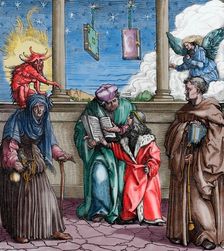 Maximilian I as a child learning black magic, (1885). Creator: Unknown