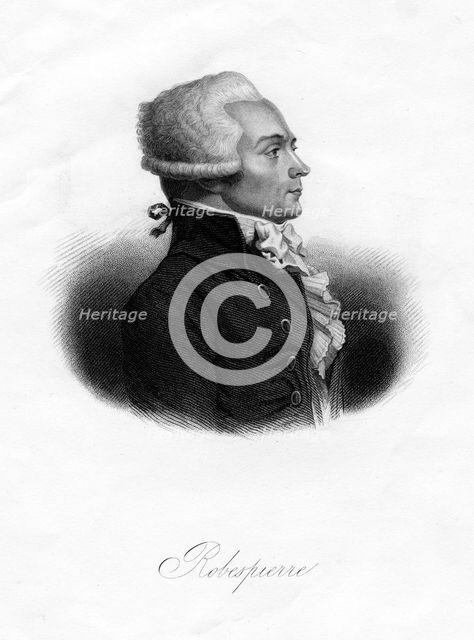 Maximilien Robespierre, one of the leaders of the French Revolution, 1845. Artist: Freeman