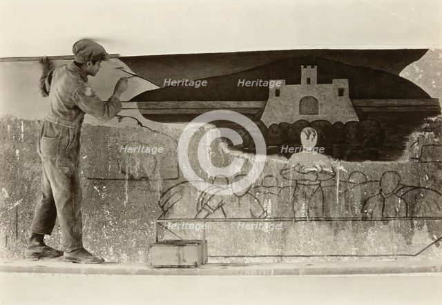 Máximo Pacheco Painting a Mural, 1925. Creator: Tina Modotti.