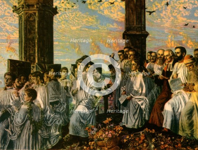 'May Morning on Magdalen Tower', 1888-1890, (1942). Creator: William Holman Hunt.
