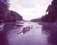 May "bumps" race on the Thames near Folly Bridge, Oxford, c1955. Creator: Arthur Charles Kirby Ware