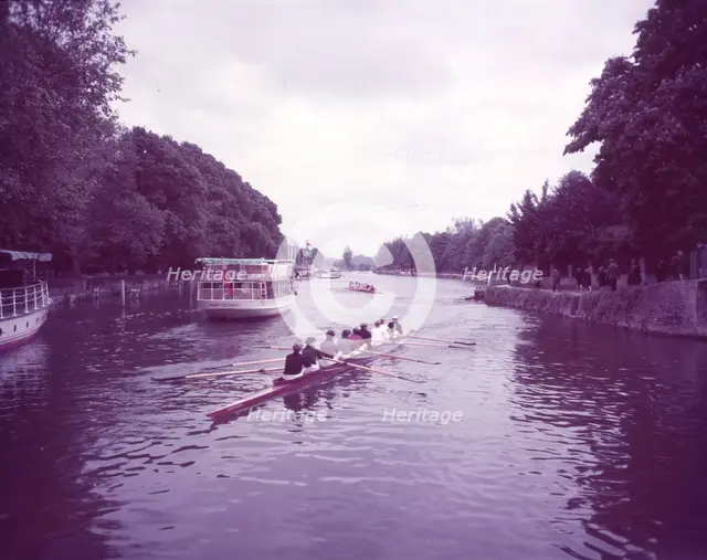 May "bumps" race on the Thames near Folly Bridge, Oxford, c1955.   Creator: Arthur Charles Kirby Ware.