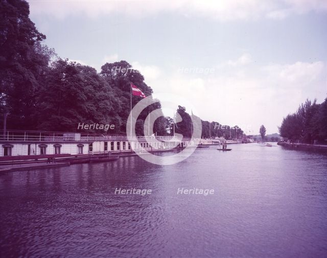 May "bumps" race on the Thames near Folly Bridge, Oxford, c1955.   Creator: Arthur Charles Kirby Ware.