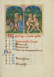 May Calendar Page: Courting: Gemini; Book of Hours, early 16th century. Creator: Unknown