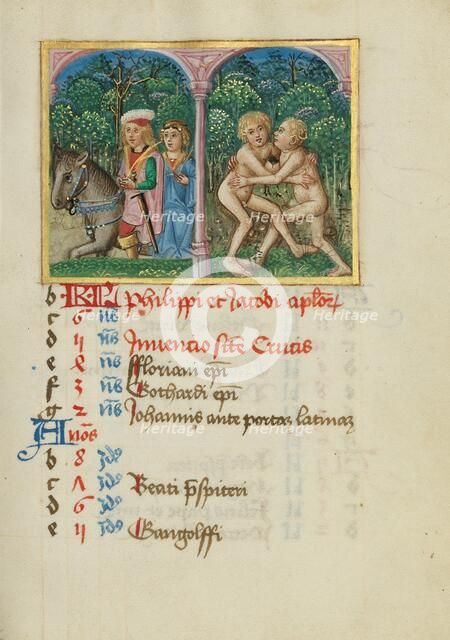 May Calendar Page: Courting: Gemini; Book of Hours, early 16th century. Creator: Unknown.