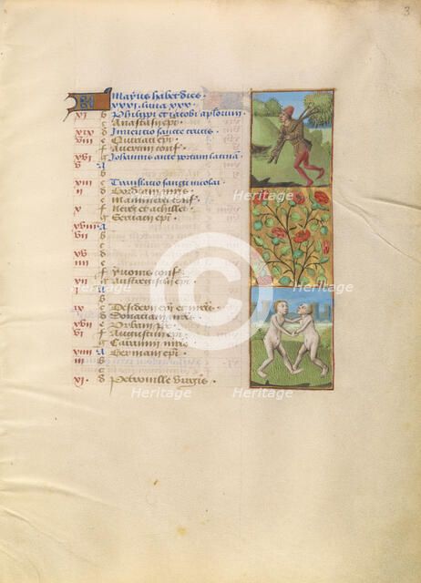 May Calendar Page; Courting; Gemini; Katherine Hours, about 1480-1485. Creator: Unknown.