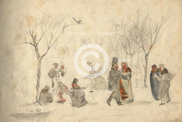 May Day - The fifth page of the album from the collection of I.S. Abramova, 1858. Creator: Mikhail Znamensky.