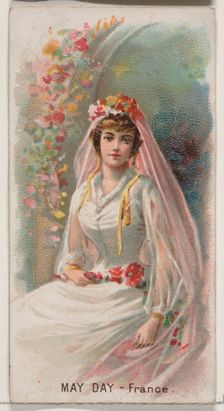 May Day, France, from the Holidays series (N80) for Duke brand cigarettes, 1890., 1890. Creator: George S. Harris & Sons